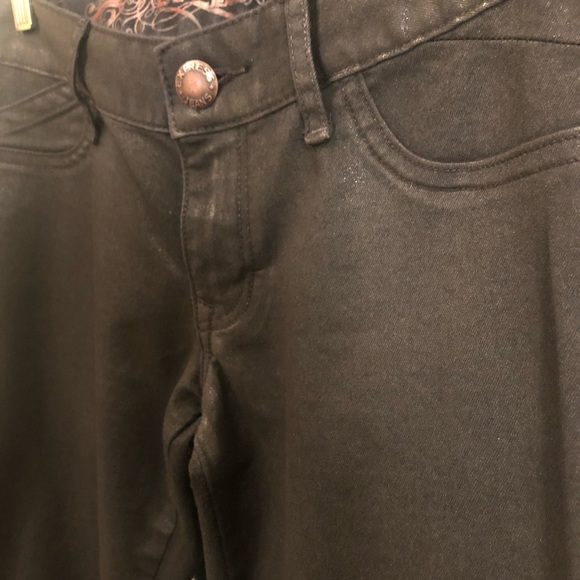 Coated Dark Brown Express Ankle Jeans - Picture 3 of 6